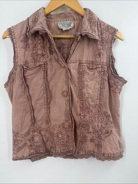 Flashback Couture retro dusty rose sleeveless top embroidery festival boho women
